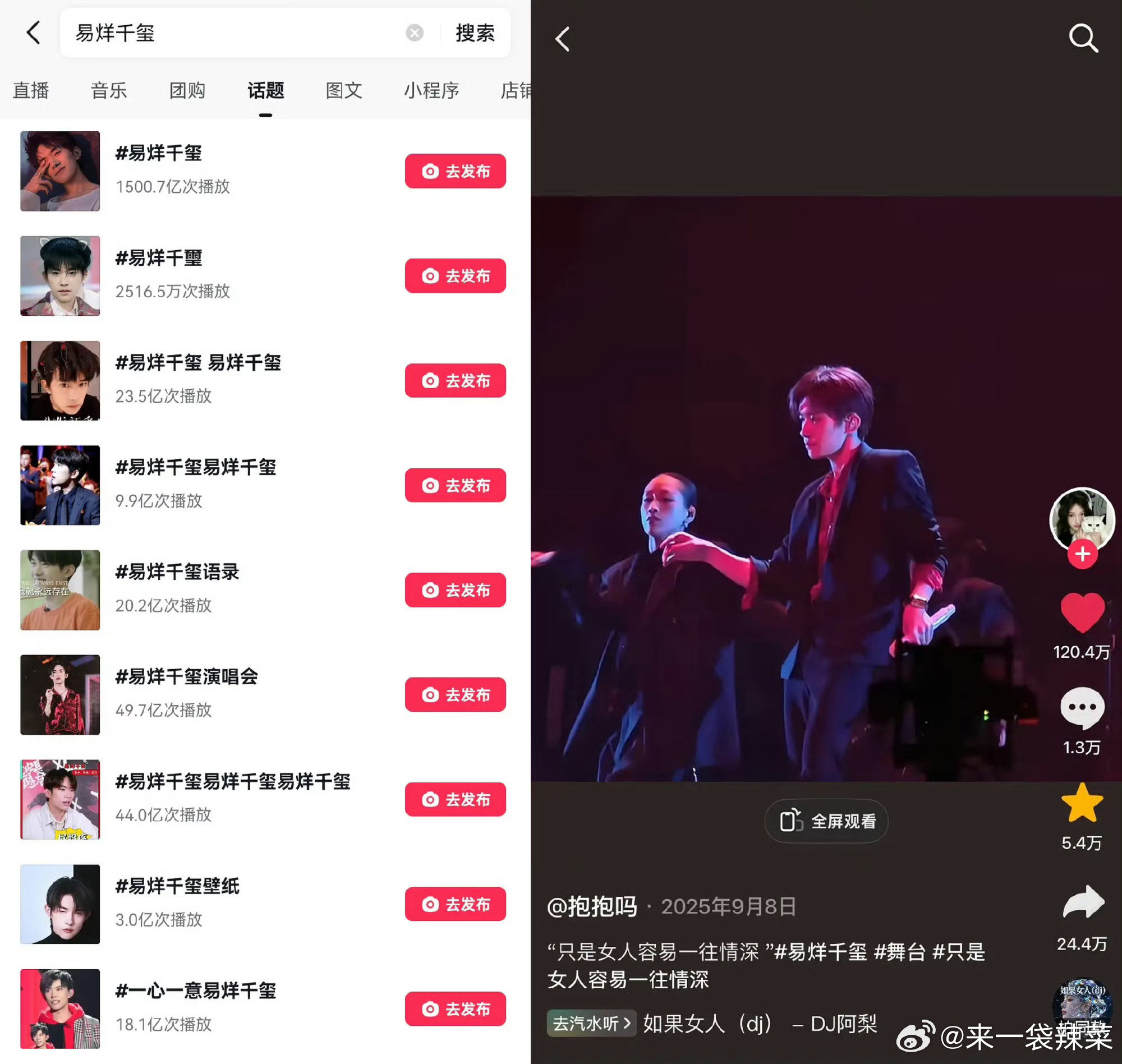 易烊千玺太牛了，本人和工作室都没有入驻，但🫘🎶话题播放已破1500亿次，纯靠