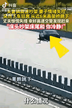 太冲动了！浙江温州，一对夫妻在高速上吵架，妻子突然情绪失控，从近6米的高架桥跳下
