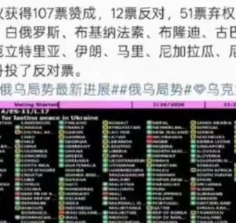 弱国无外交啊！选择支持乌克兰的国家只有 107 个，但是选择支持俄罗斯的国家，居