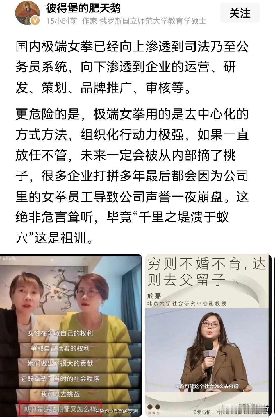 如果极端女拳真的渗透到了各行各业，就像法国的“白羽毛运动”一样的话，确实会被从内