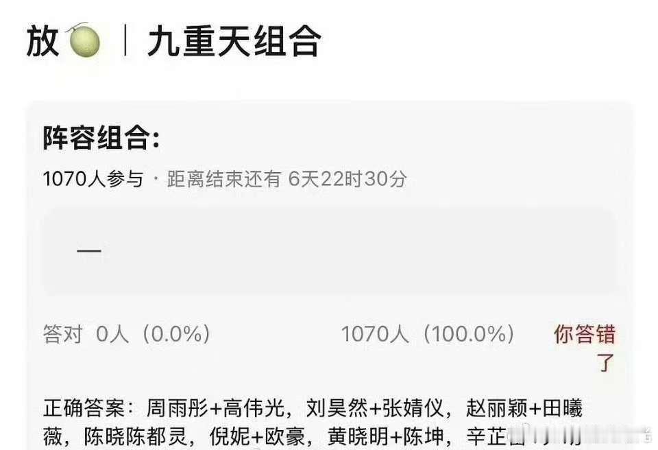 《九重天》全明星献礼单元剧阵容蛮强大的赵丽颖+田曦薇，陈晓+陈都灵，倪妮+欧豪，