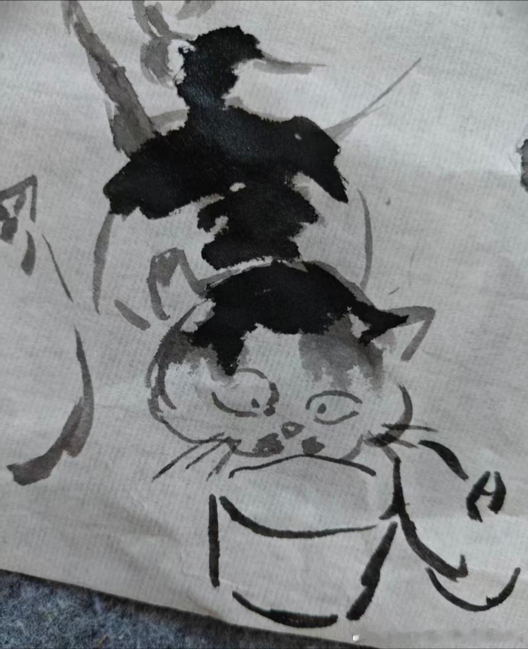 49600【丑猫】同学画的丑猫进食图丑猫卢浮宫