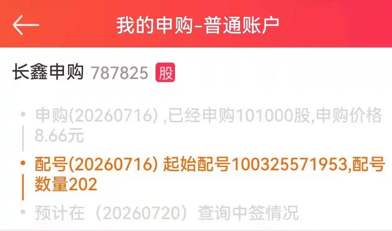 别人都在报喜中签，我的账号到现在一点动静都没有[捂脸][捂脸]

长鑫长鑫，难道
