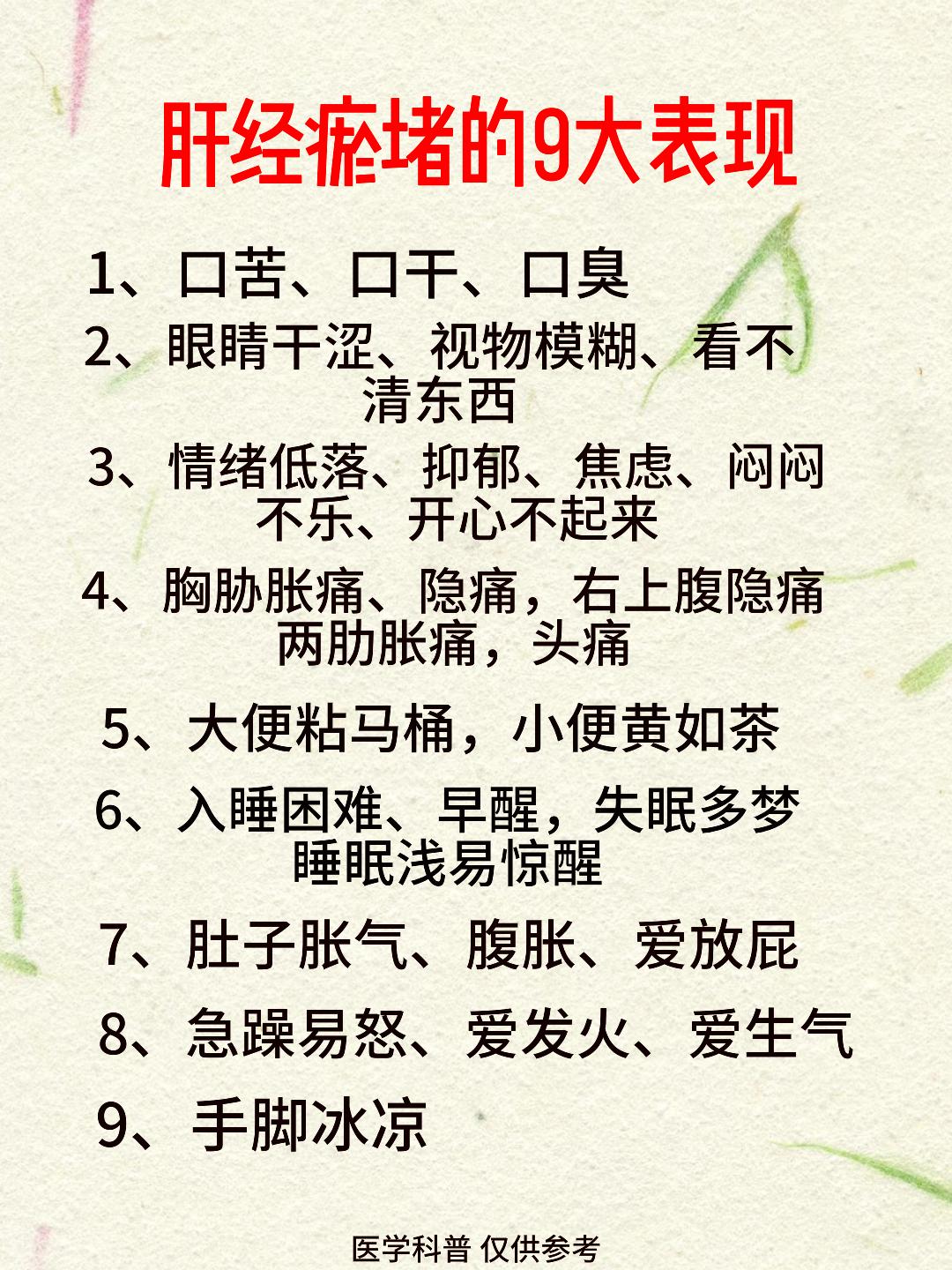 肝经淤堵的9大表现，赶紧看看，你有没有？[给力][给力][给力]