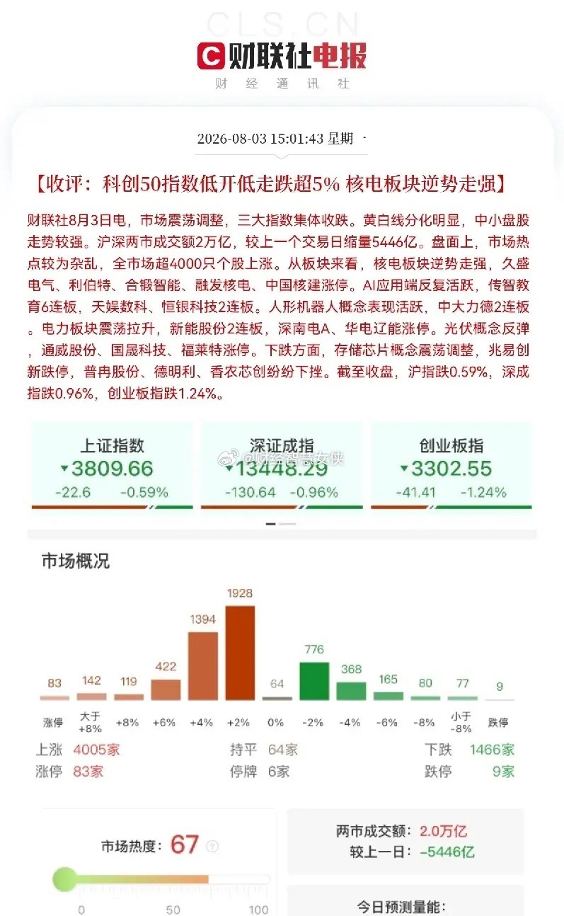 收评！普涨行情了8月第一个交易日有点出乎意料，不少股民看大盘估计要吓一跳，三大指