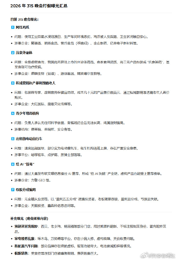 315曝光名单 漂白鸡爪、泡药虾仁毒AI，真是各行各业都想要我的小命 