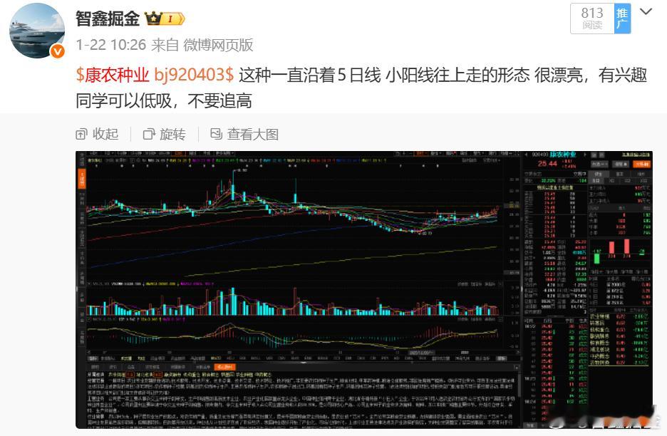 1月22日给到大家的 $康农种业 bj920403$  有低吸的同学举个手，调整