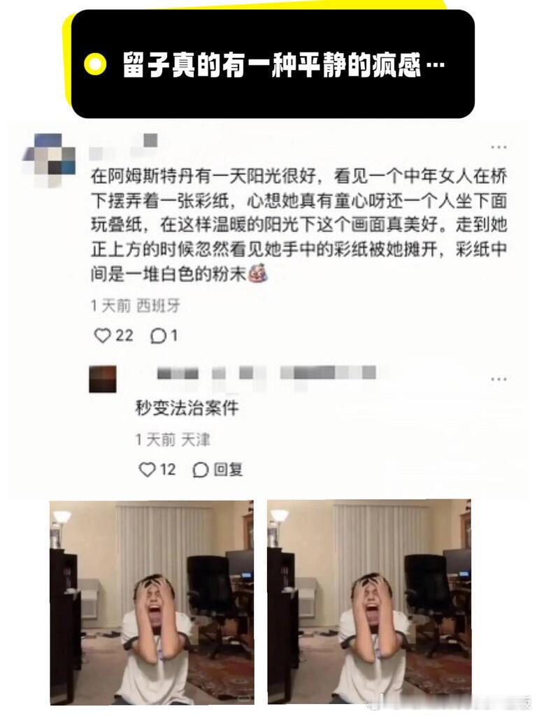 留子真的有一种平静的疯感… 