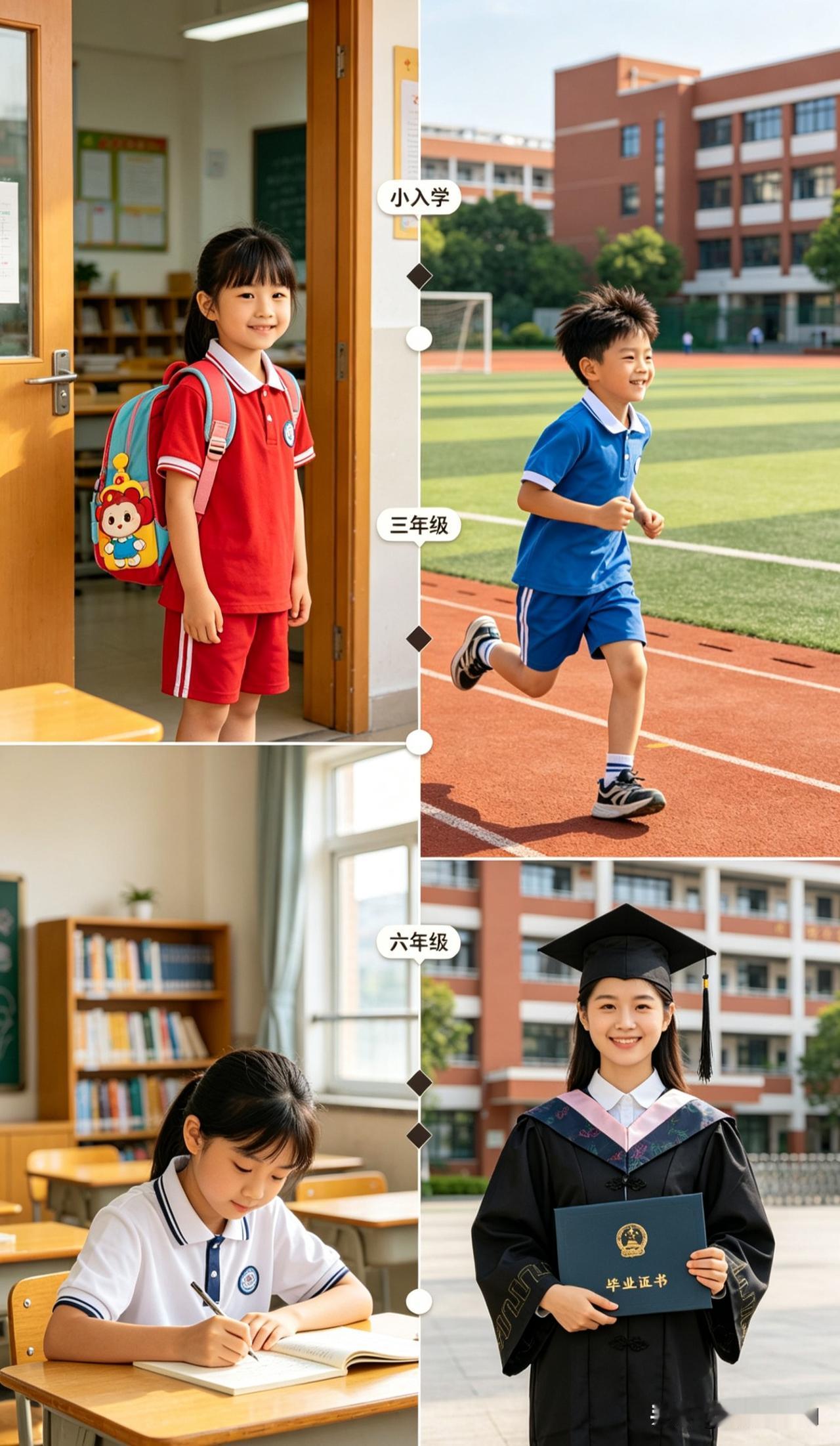 小学六年一眨眼，孩子的变化看哭无数家长
 
今年六月，看着我家孩子站在小学毕业典
