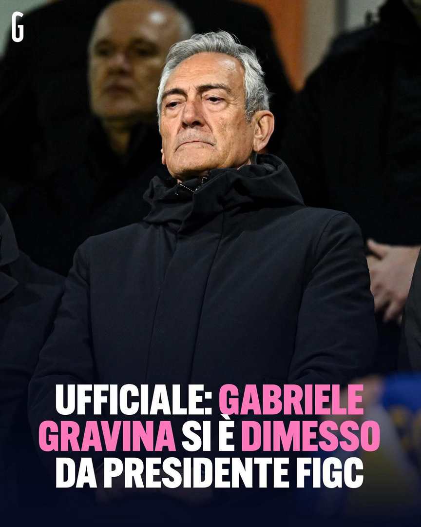 而較早時間官方公告：加雲拿（Gabriele Gravina ）正式請辭 ❌🇮