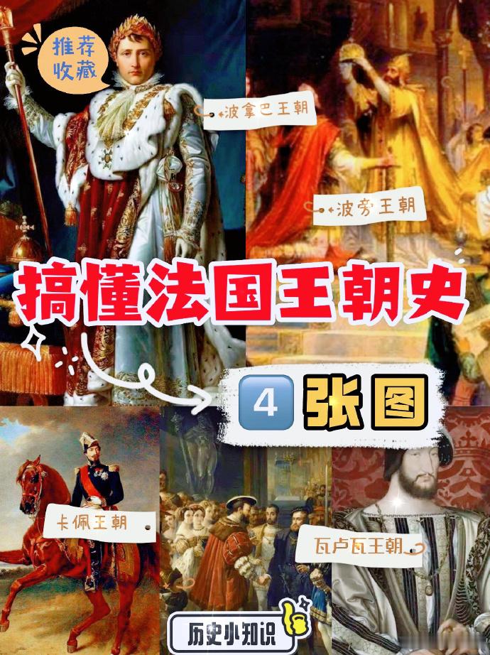 历史超话4张图搞懂法国历代王朝史。 按照时间和朝代顺序，通过四张图，总结了法国历