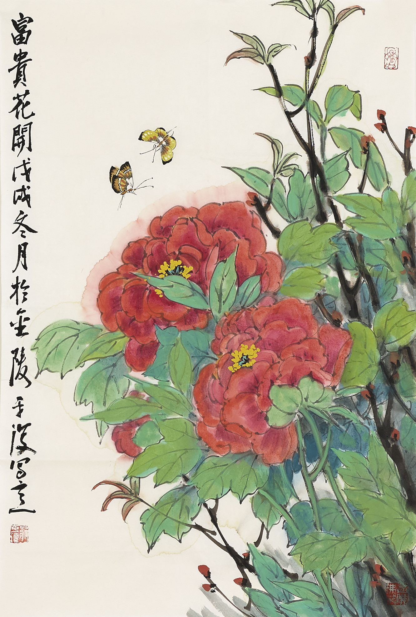 《墨彩交融，雅俗共赏》从艺术表现看，这幅画兼具文人画的雅致与民间艺术的喜庆。笔墨