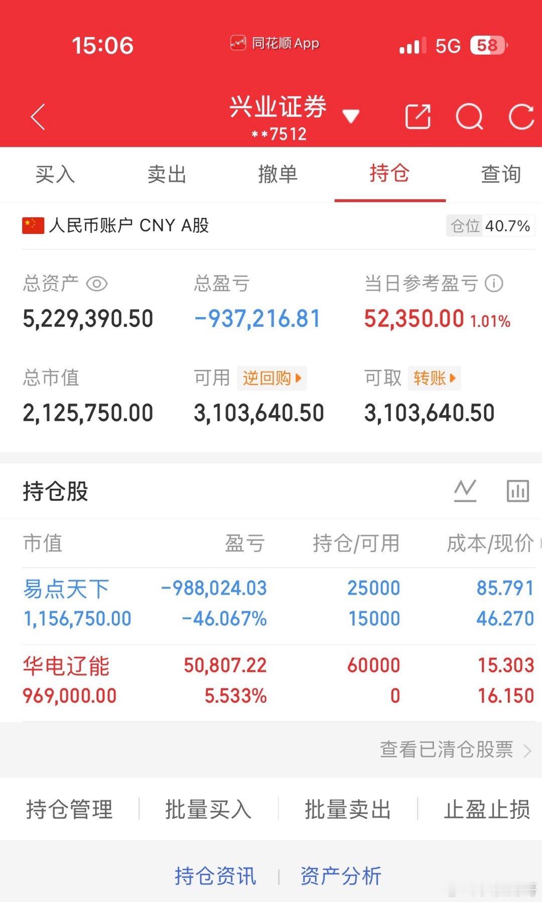 今天是5月19号！长征财哥（80w）翻倍操作之旅。继续持仓：易点天下，今天买入：