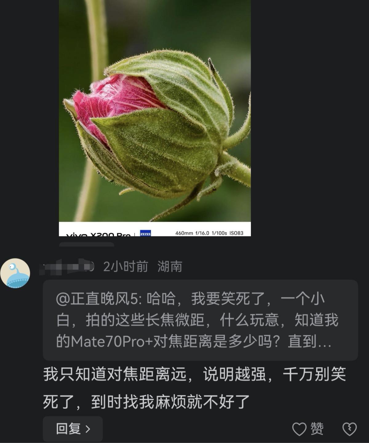 我要不是玩过几年摄影，就被你骗了，有人在我评论区比长焦微距，他跟我说对焦距离越远