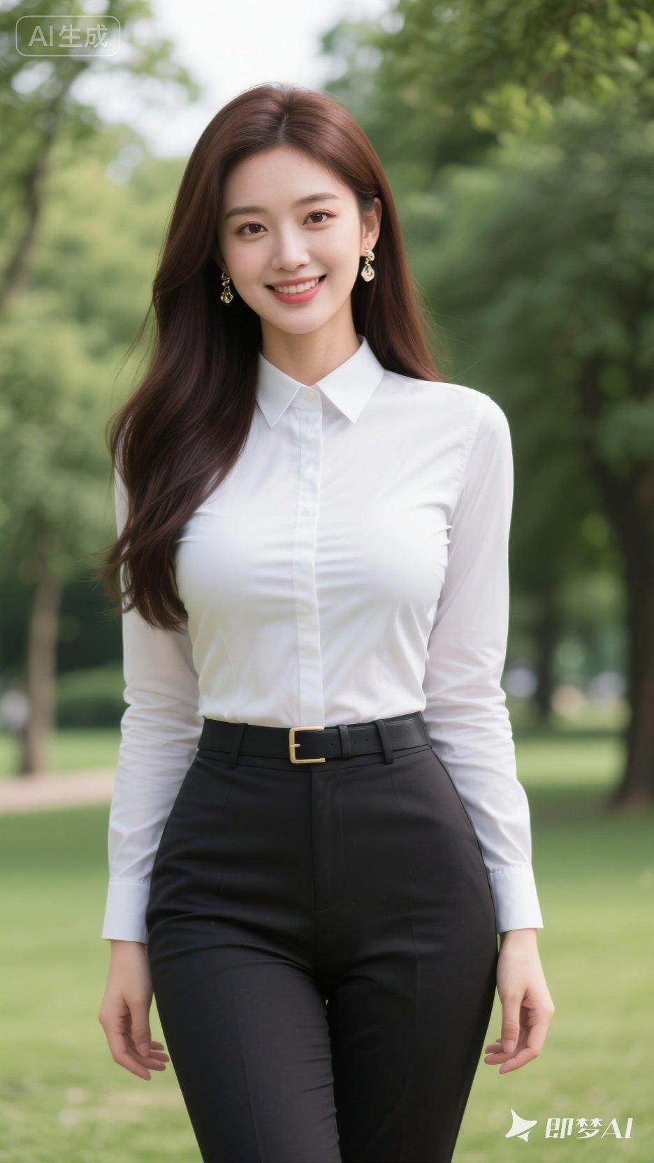 优雅职场风，白衬衫+黑裤，气质满分！💄👠