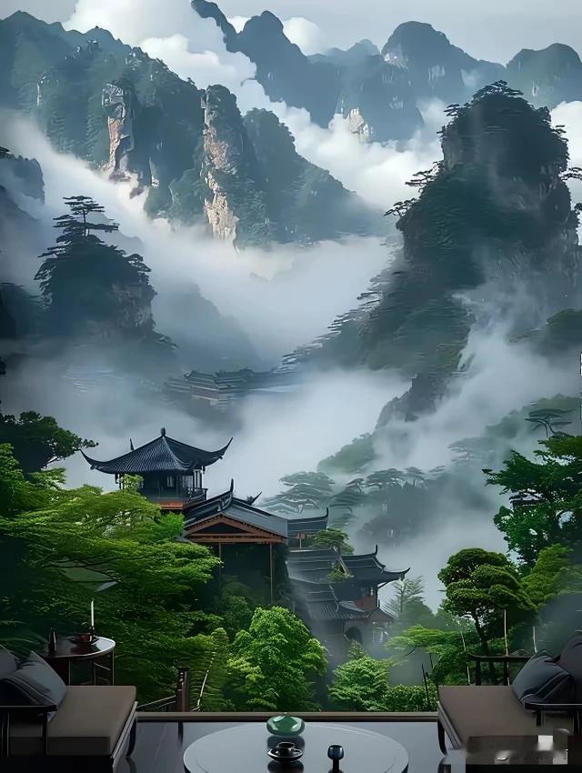 上联：青山有影云边卧
下联：绿水微波风卷起