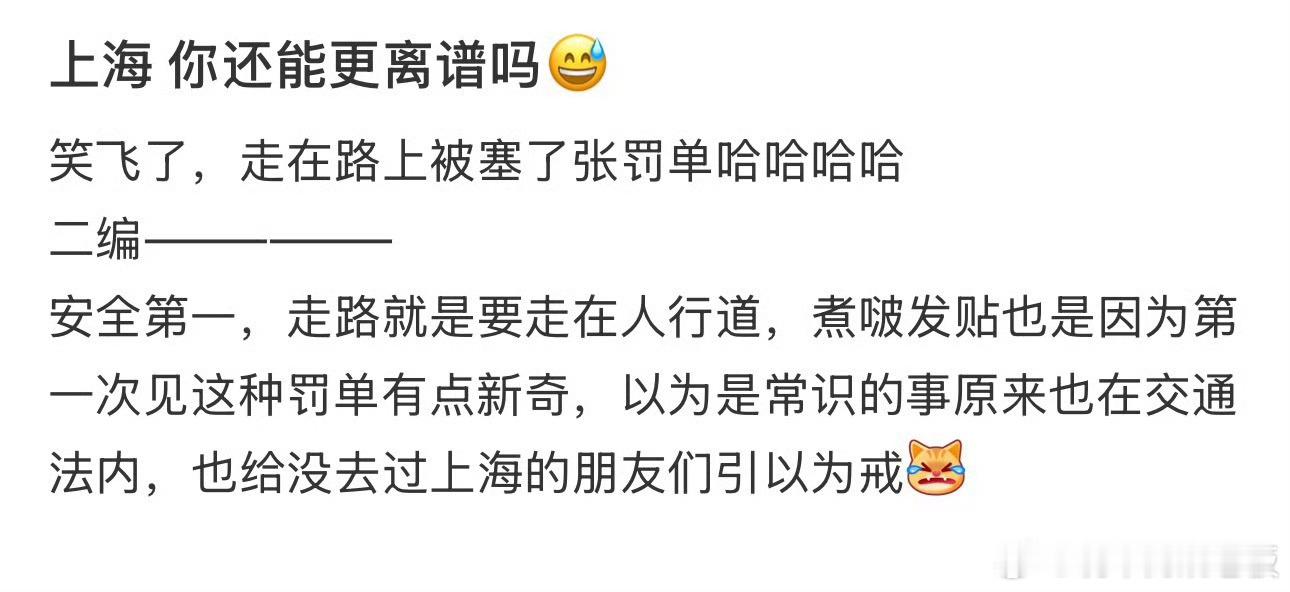 走路被开罚单了以前总觉得走路最自由，没想到也有“踩雷”的时候。看来以后不仅开车要
