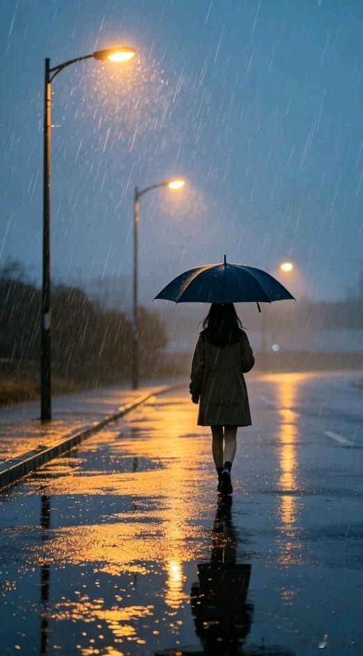 连日阴雨，细雨绵绵，打湿了整条街道，也打湿了整个城市。
听雨滴落在伞面沙沙作响，