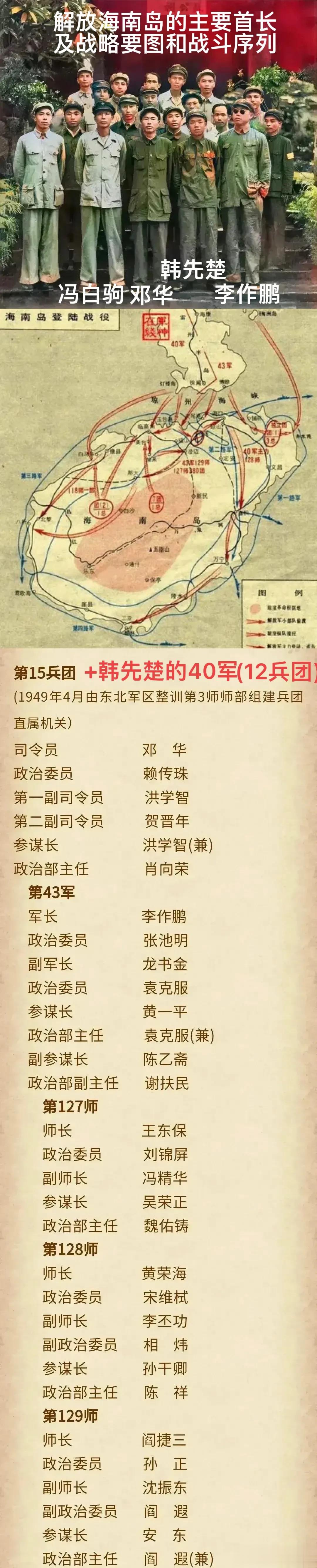 很多人不知道：解放海南岛战役的总指挥其实是叶剑英元帅，时任广东军区司令员。前线总