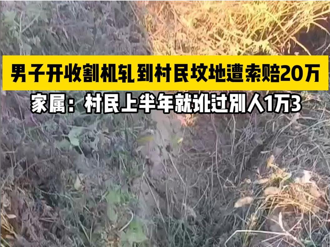“又被讹成功了！”河北霸州，一男子开收割机收玉米，倒车时，不小心将一坟地轧了一个