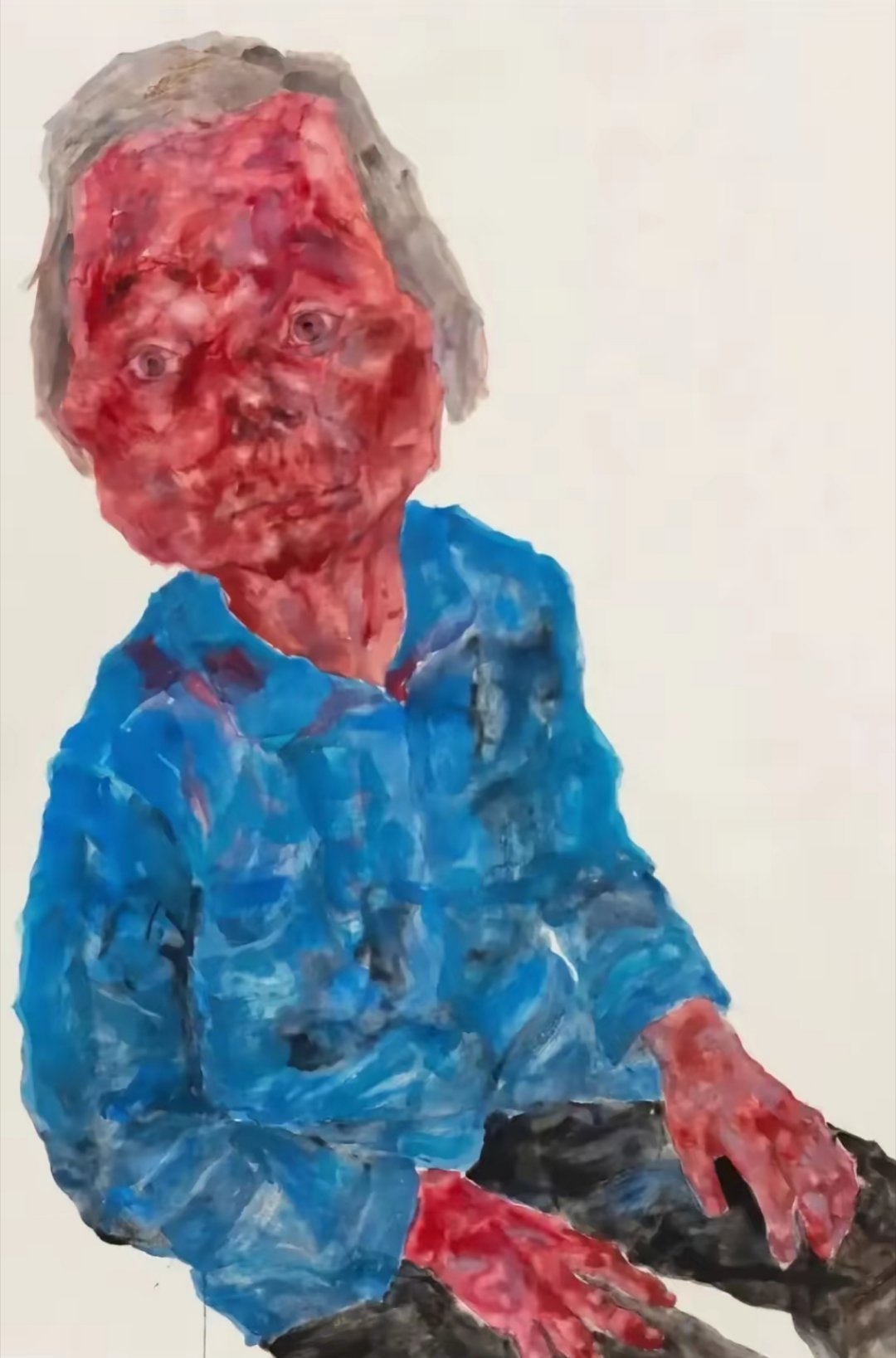 左为清华副教授，丁荭画的老人画，仿佛有深重苦难，右为唐三超画的老人画，慈祥、幸福