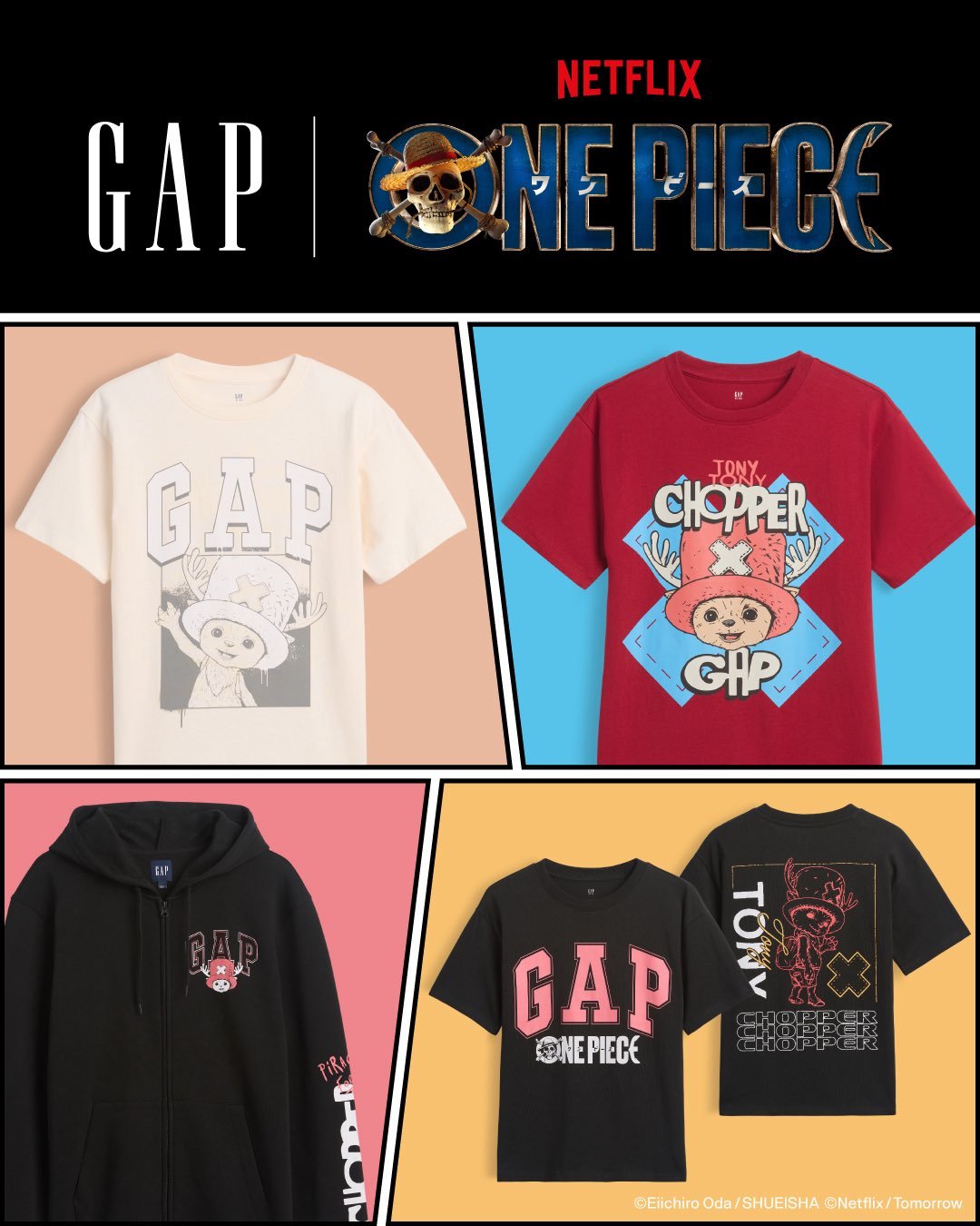 海贼王周边Gap × 海贼王真人版第二季👕  以乔巴为主角的合作商品 已在日本