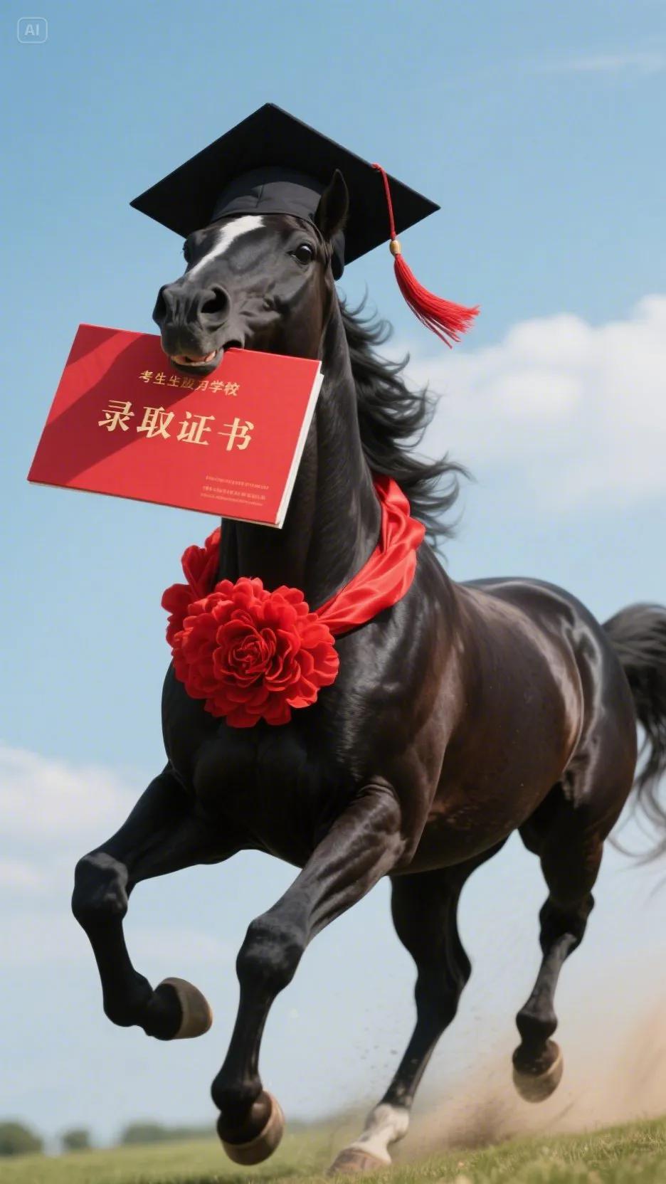 给你的孩子带来了:金榜题名，马到成功！祝孩子考上大学