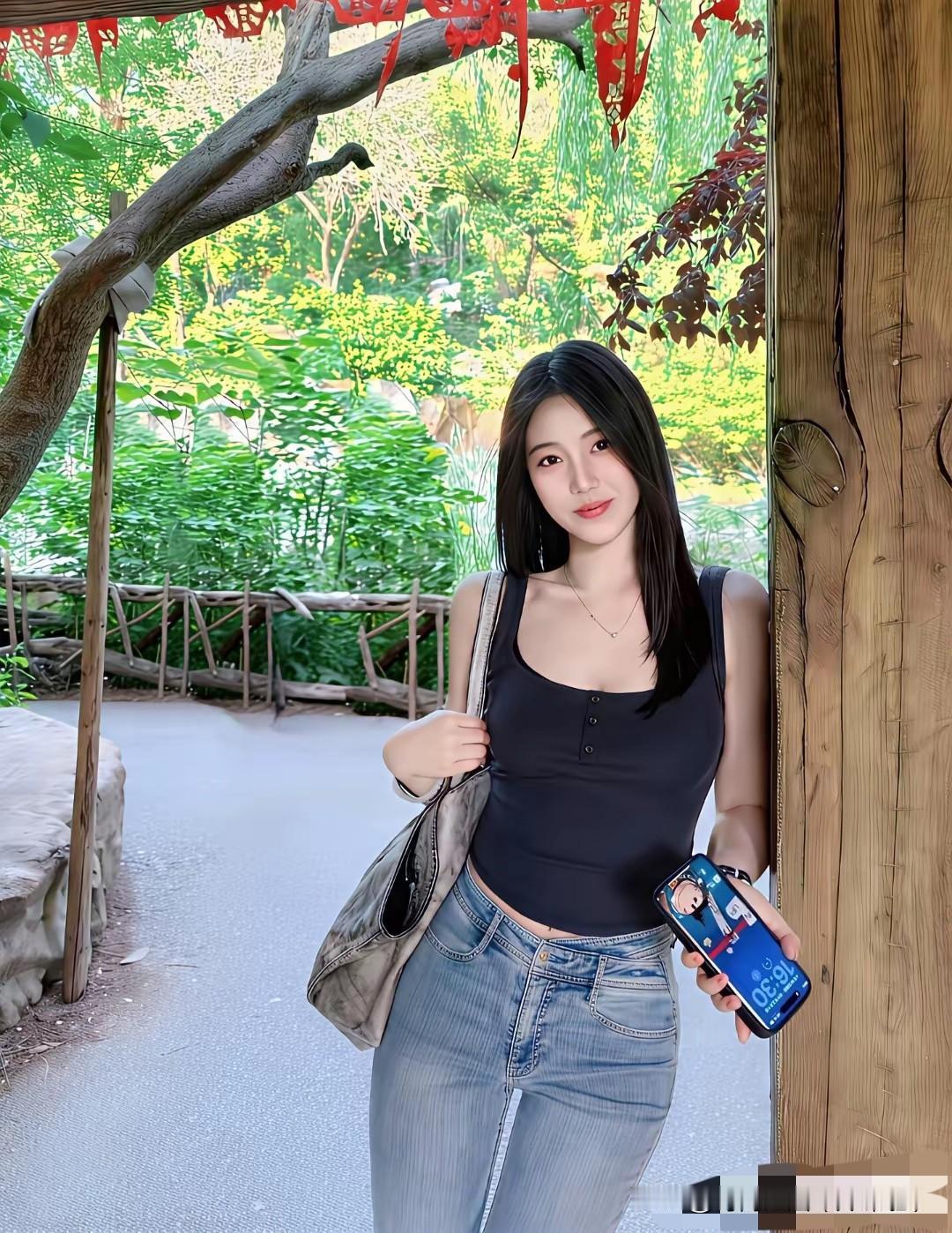 夏日逛园，一身简单穿搭，伴着满眼绿意，悠闲又治愈，平凡的小美好最舒心。公园甜美风