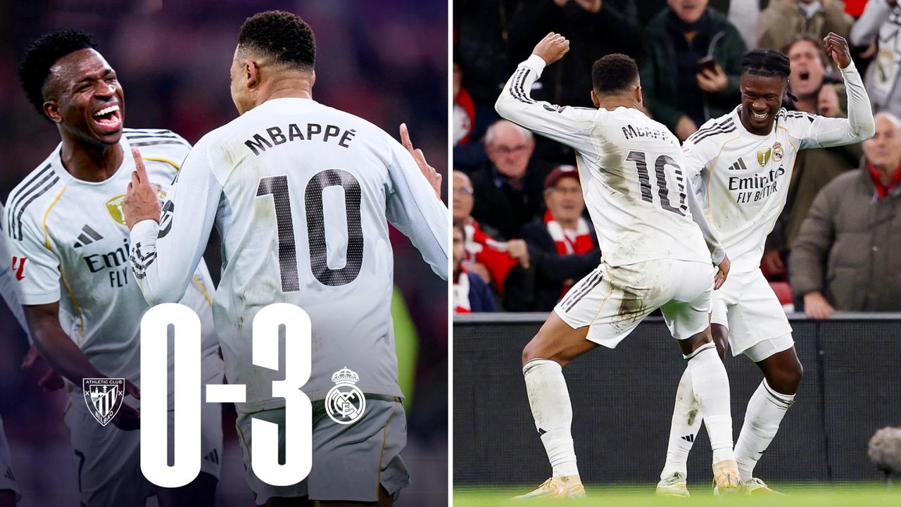 西甲：皇家马德里客场3-0大胜毕尔巴鄂竞技，距榜首1分。
姆巴佩2射1传，阿诺德