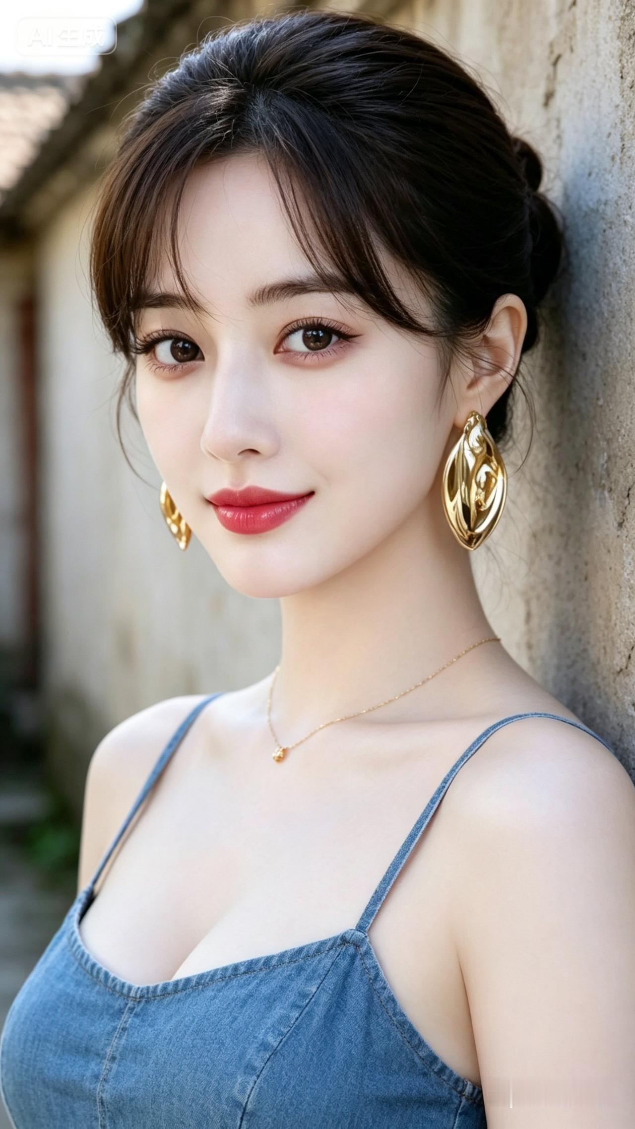 这姑娘的耳环好显眼！