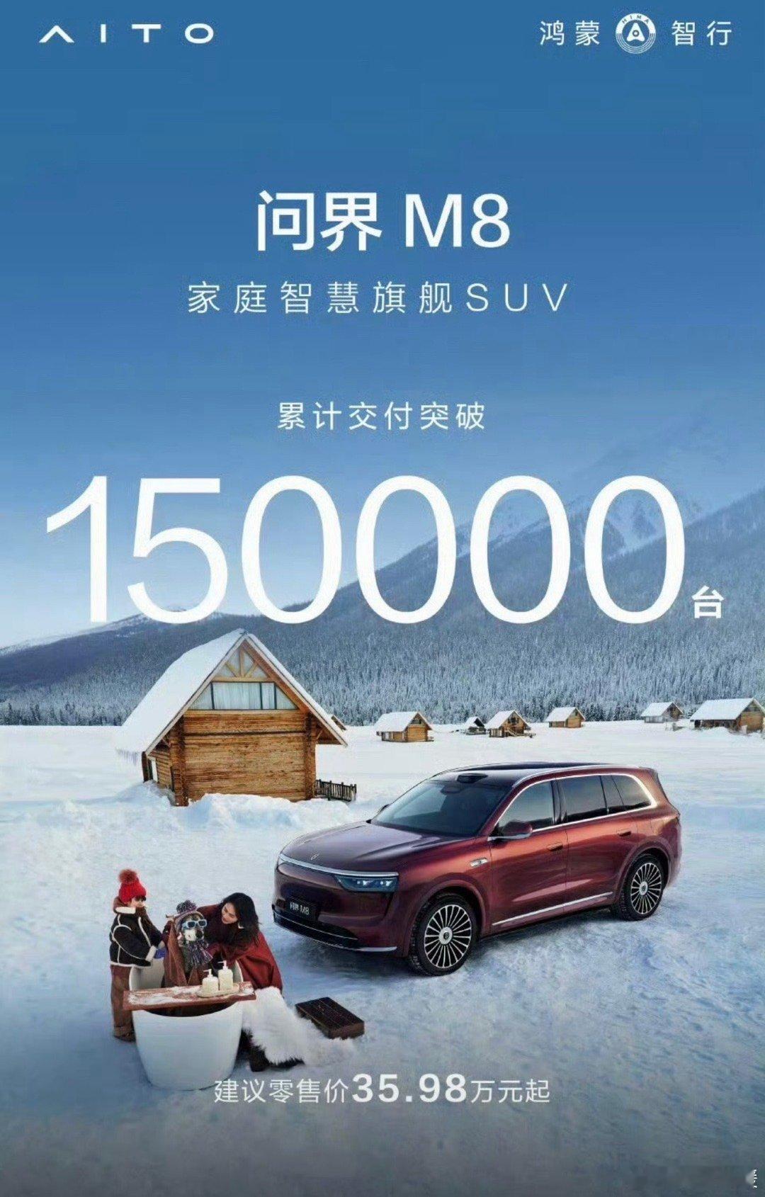 问界M8上市4天大定破5万，上市8个月交付超15万辆，这成绩单确实亮眼，可以说是