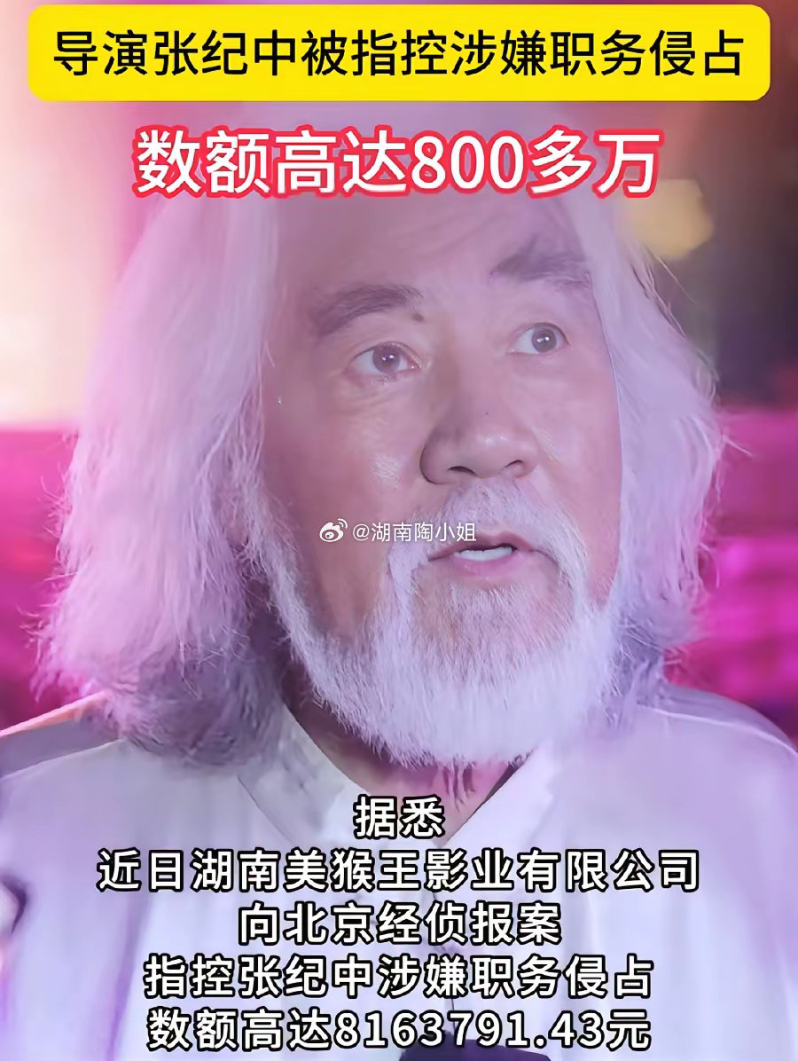 张纪中，摊上大麻烦了！吃官司了！被前妻樊馨蔓公司起诉，职务侵占800多万！如果如