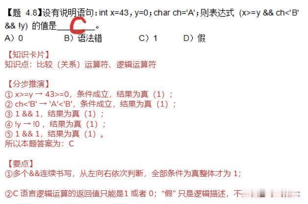 c程序设计试题汇编详解11（题4.8-题4.14）
题目涉及知识点：逻辑运算符、