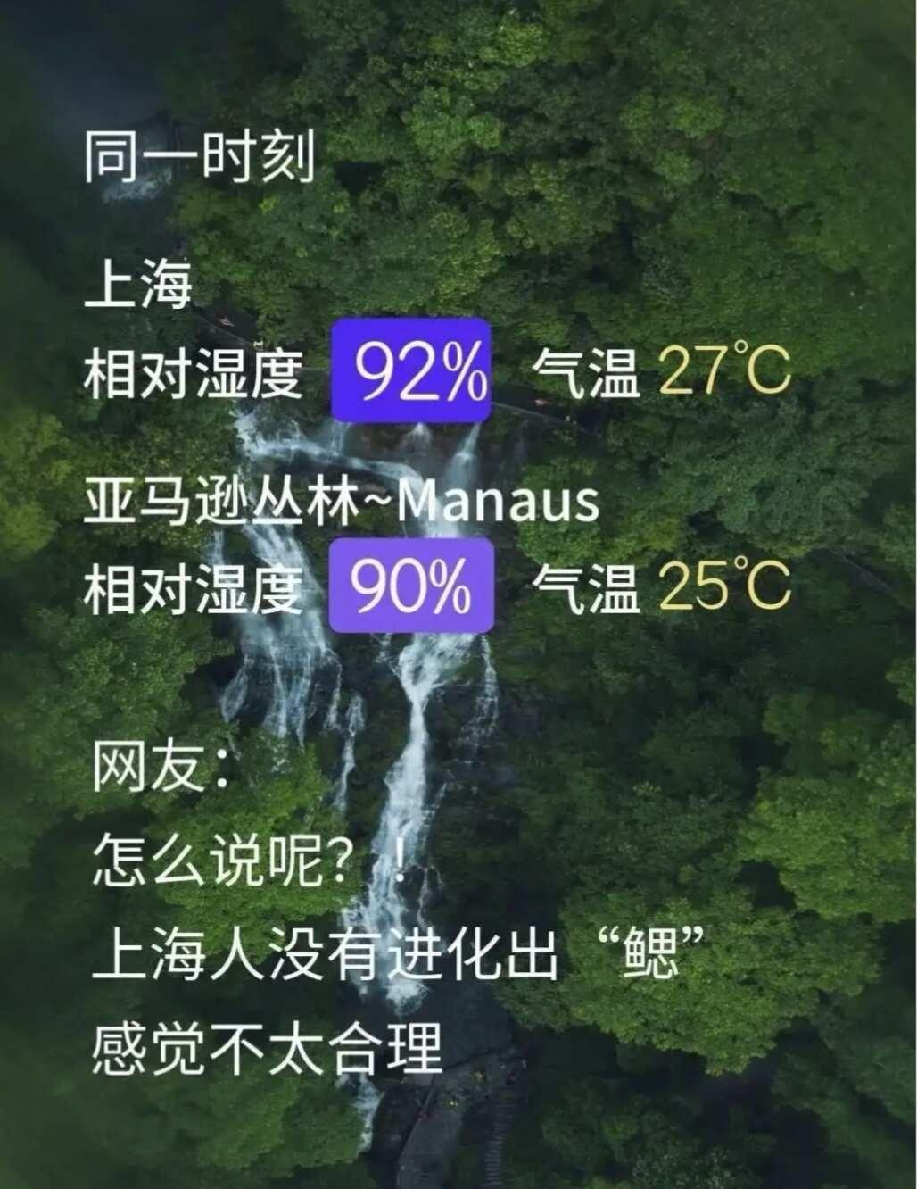 上海人真没有进化出“腮”｜怎么这么热🥵
这个湿度，还是没入梅的时候…
空调祛湿