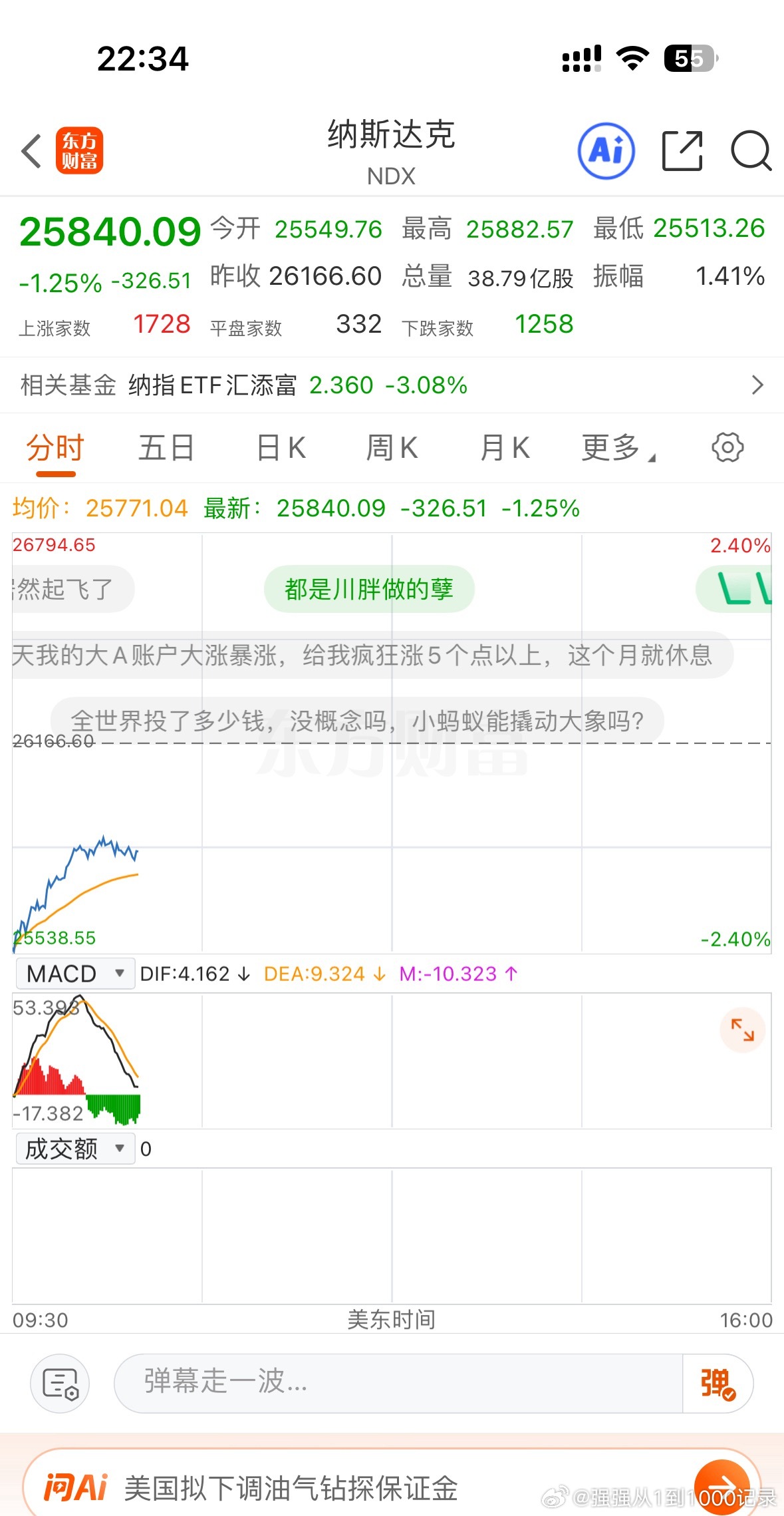 许个愿，明天一觉醒来美股纳斯达克翻红！大家晚安！