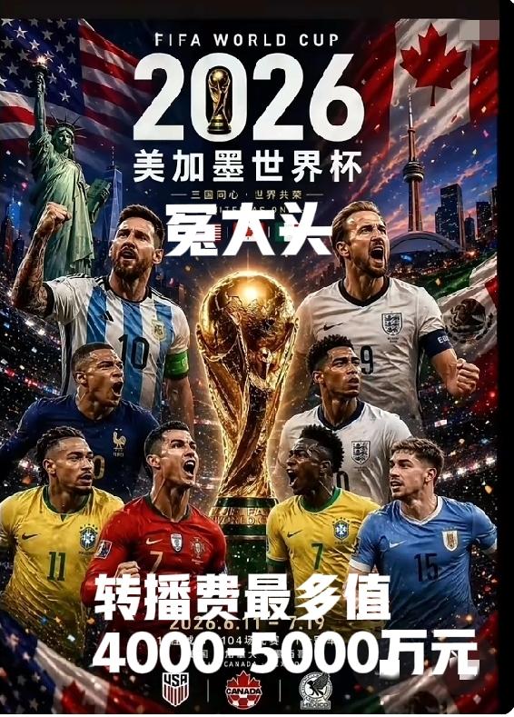 2026世界杯眼看就要开幕了，但央视的转播合同还没签下，央视只愿意拿出6000—