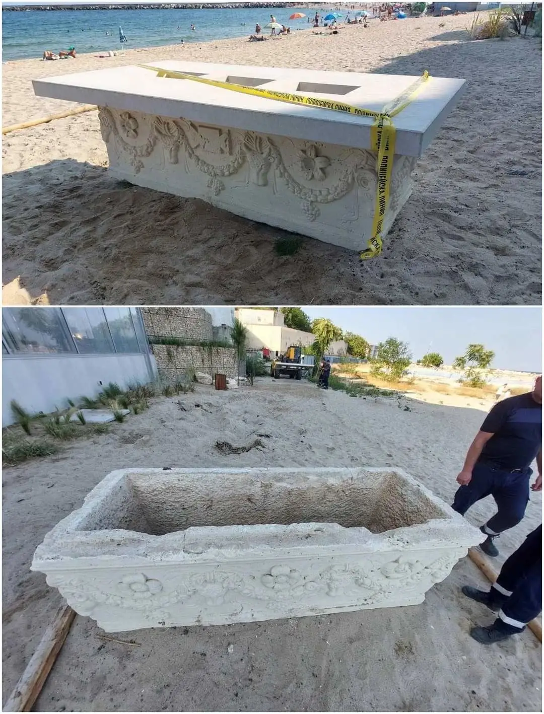 一名游客在保加利亚瓦尔纳的一个海滩酒吧里注意到一个有 1700 年历史...