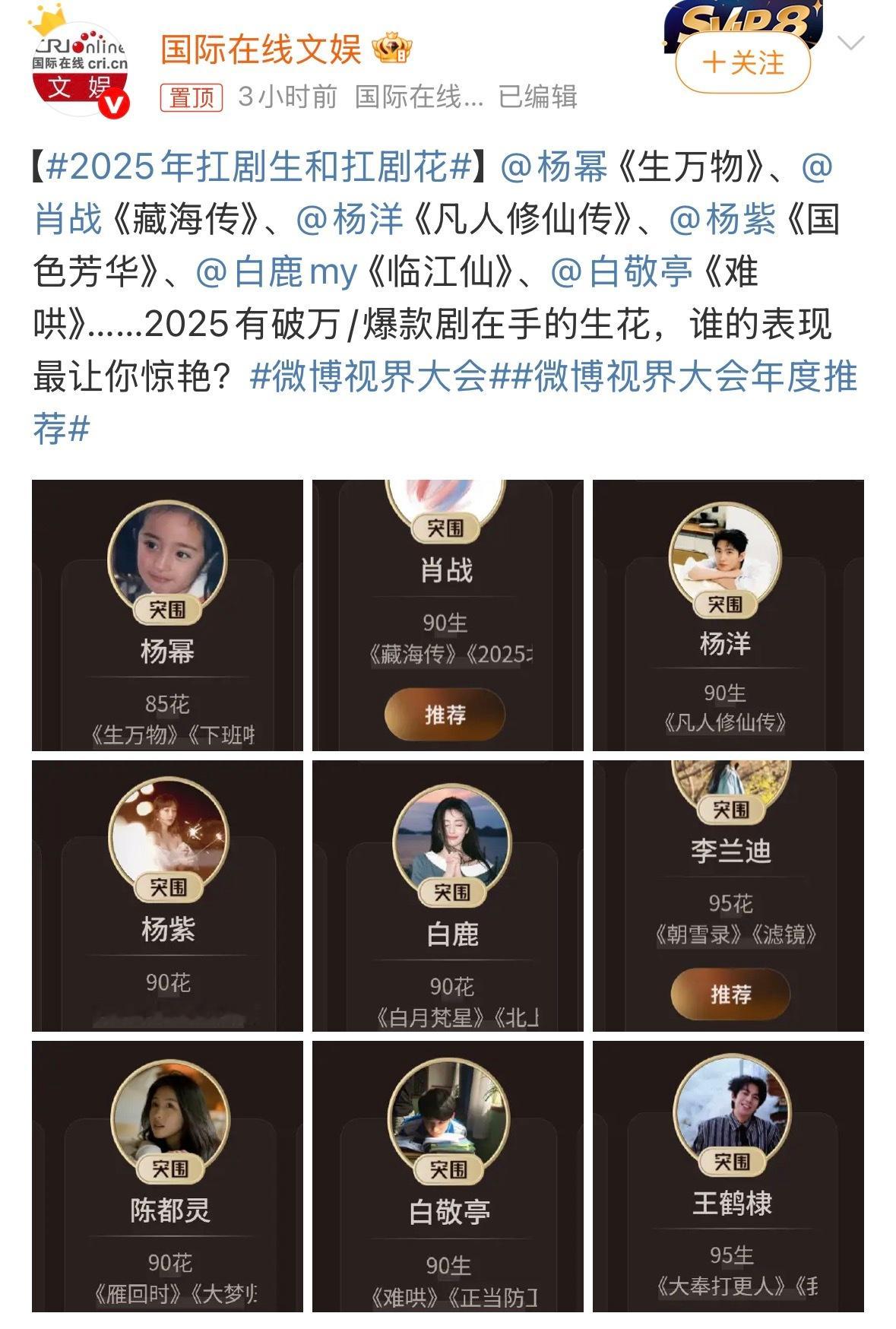 提名👇2025年扛剧生和扛剧花 ​​​