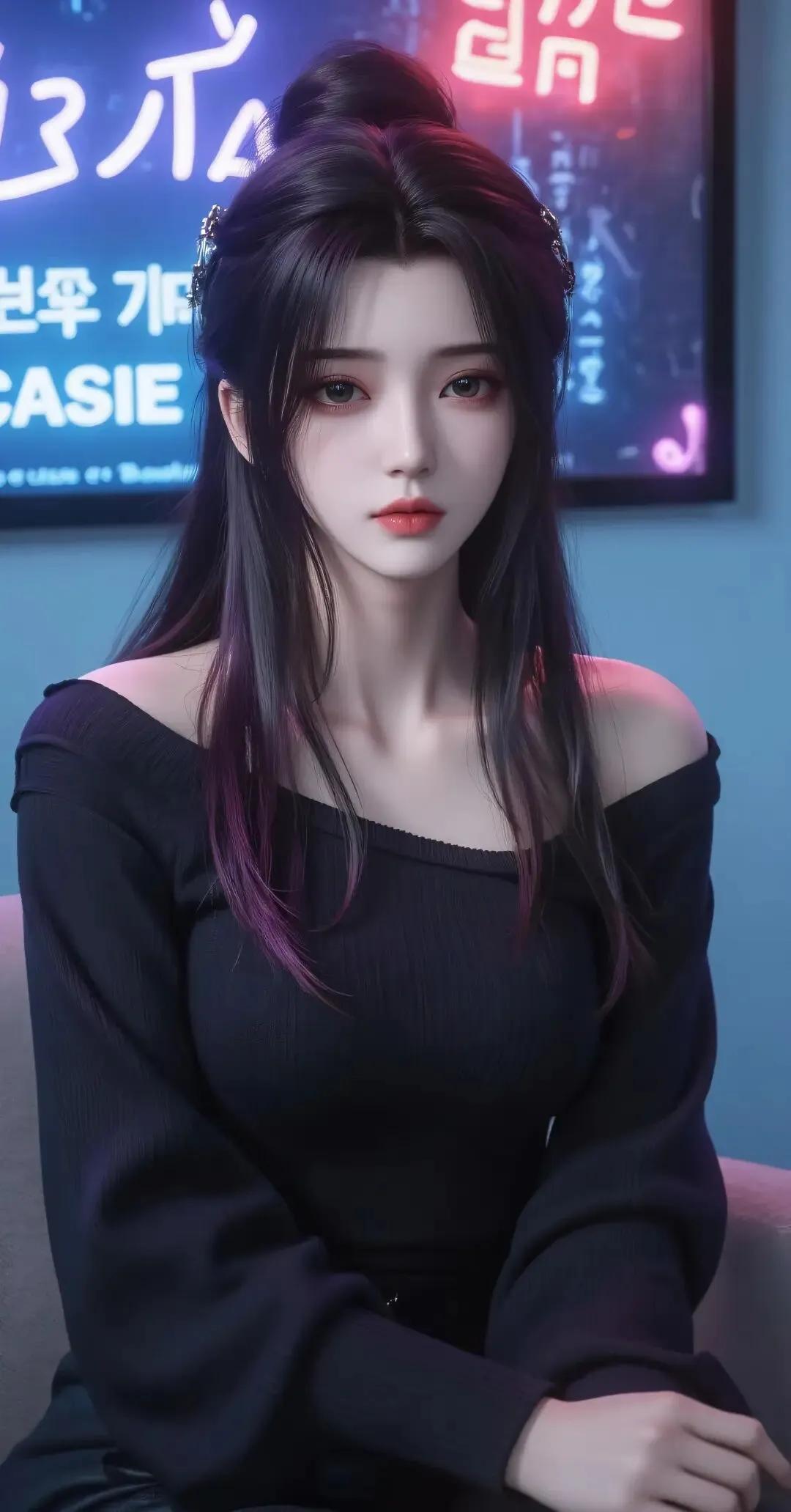 冬日生活打卡季 气质冷艳，黑发紫瞳，神秘迷人