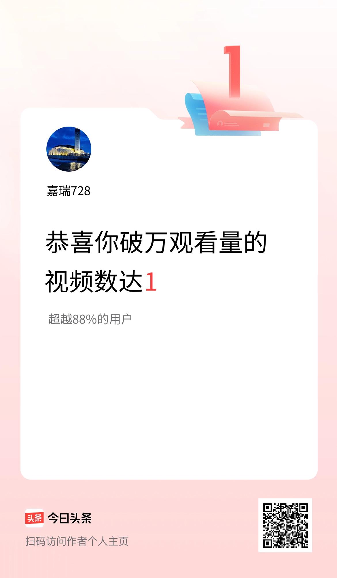 我在头条有1条视频播放量破万了！