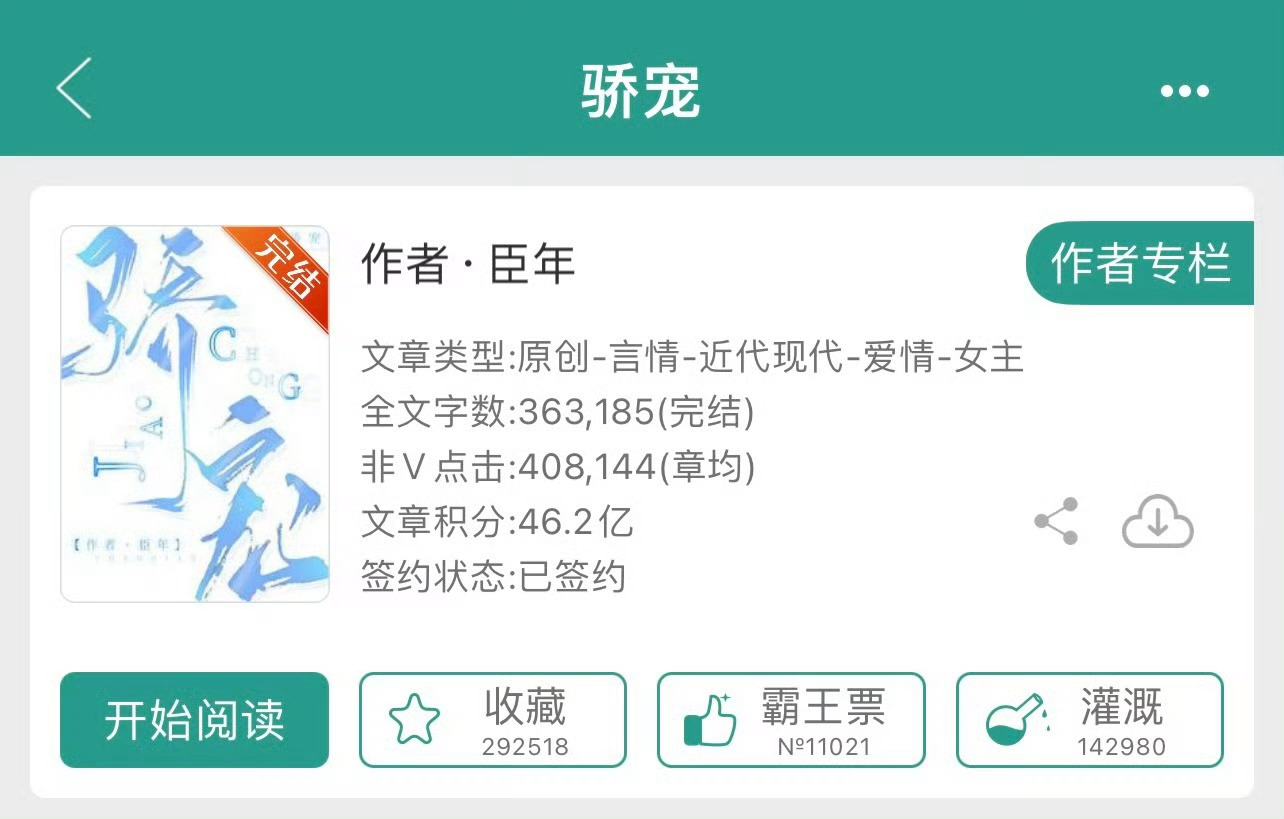 小说推荐：《骄宠》 作者:臣年简评：娇软古书画修复师vs斯文败类商业大佬，豪门联