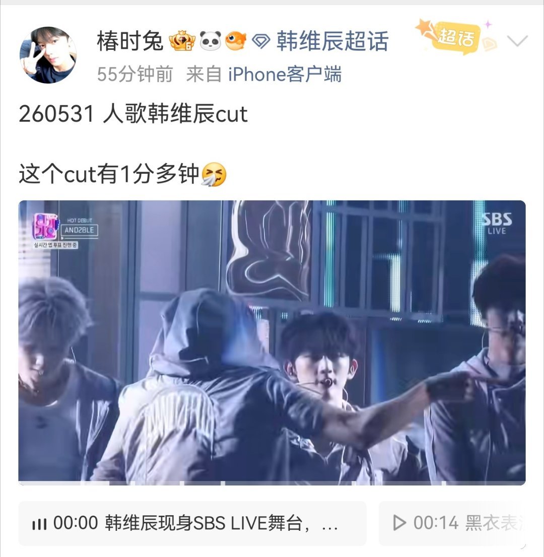 全世界正数第一支持韩维辰出道的人歌欧妈 