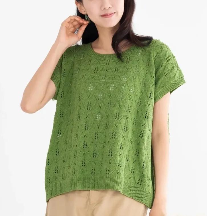 #夏日生活打卡季#
#图解分享 存图棒针编织# 
#爱生活爱编织# 
夏日绿T
