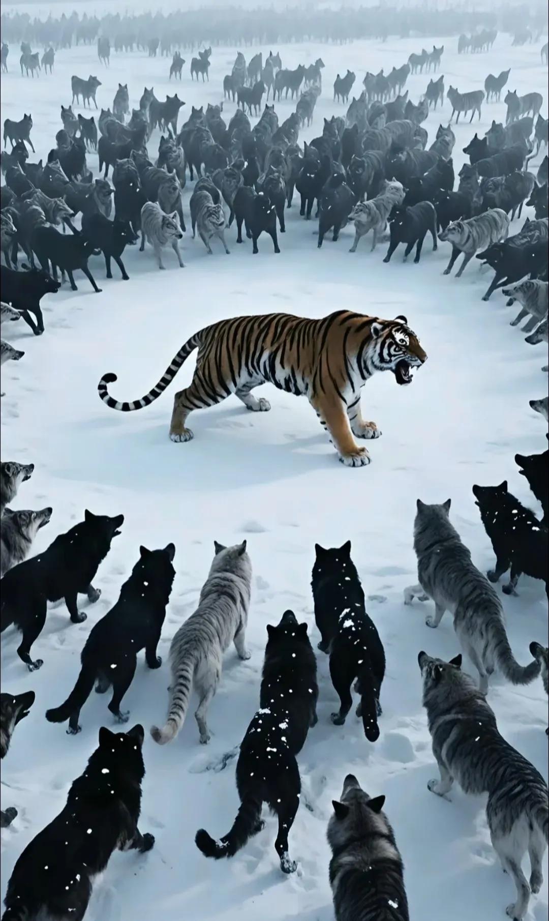 狼群围攻猛虎，究竟会是什么样的结局？