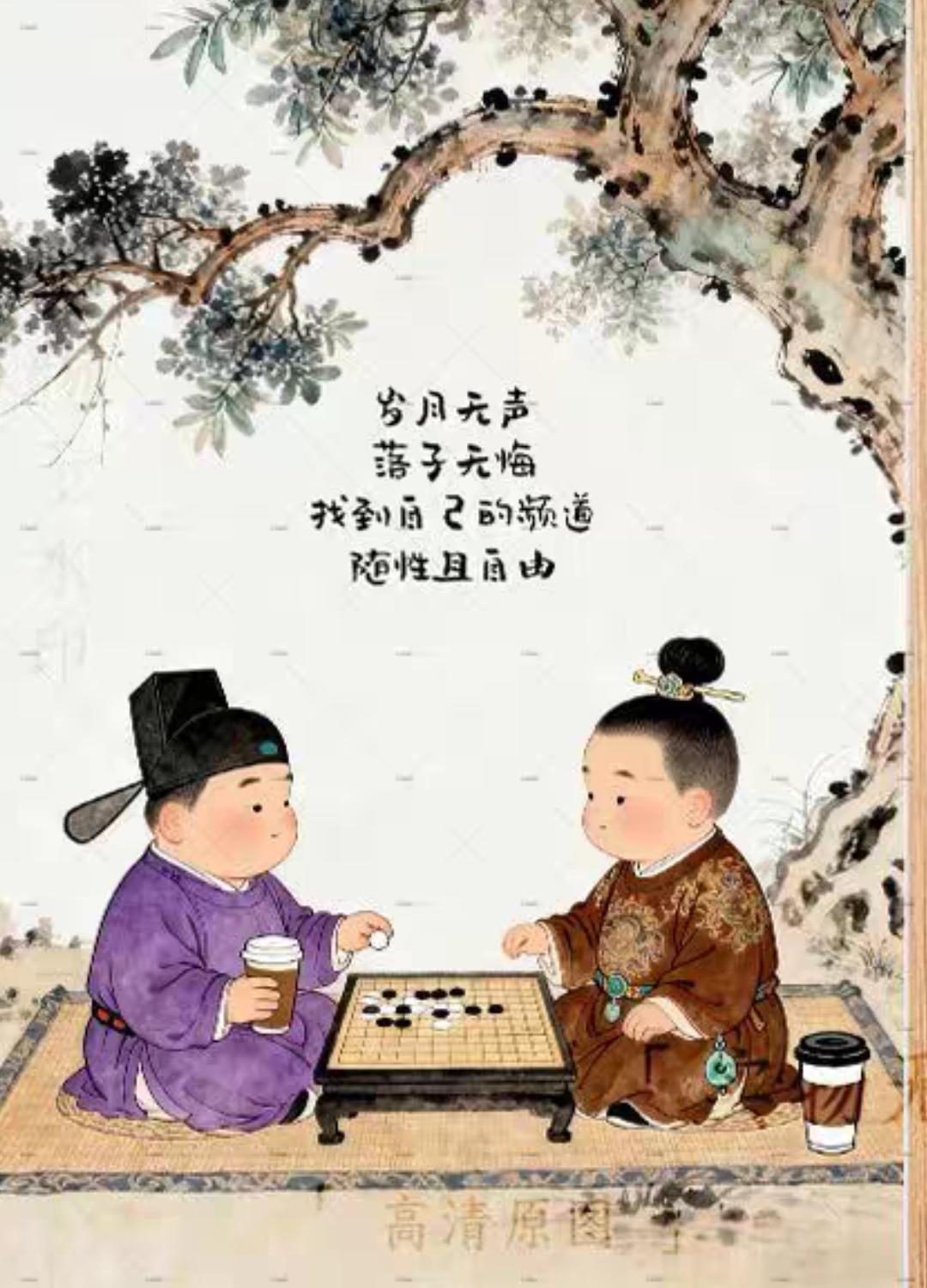 上联，？？？

下联，有客来寻半日闲，喝茶下棋
