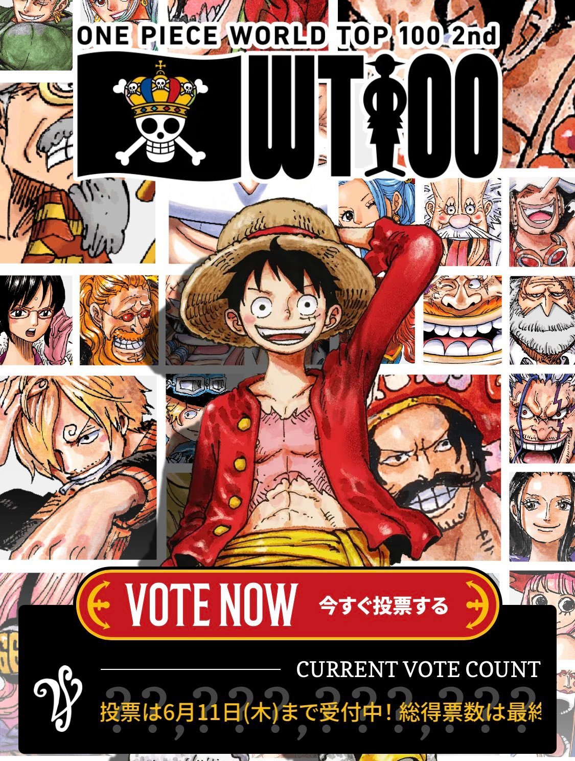 海贼王 【本田快讯】         本周开始，每周各地区人气投票结果&总投票数