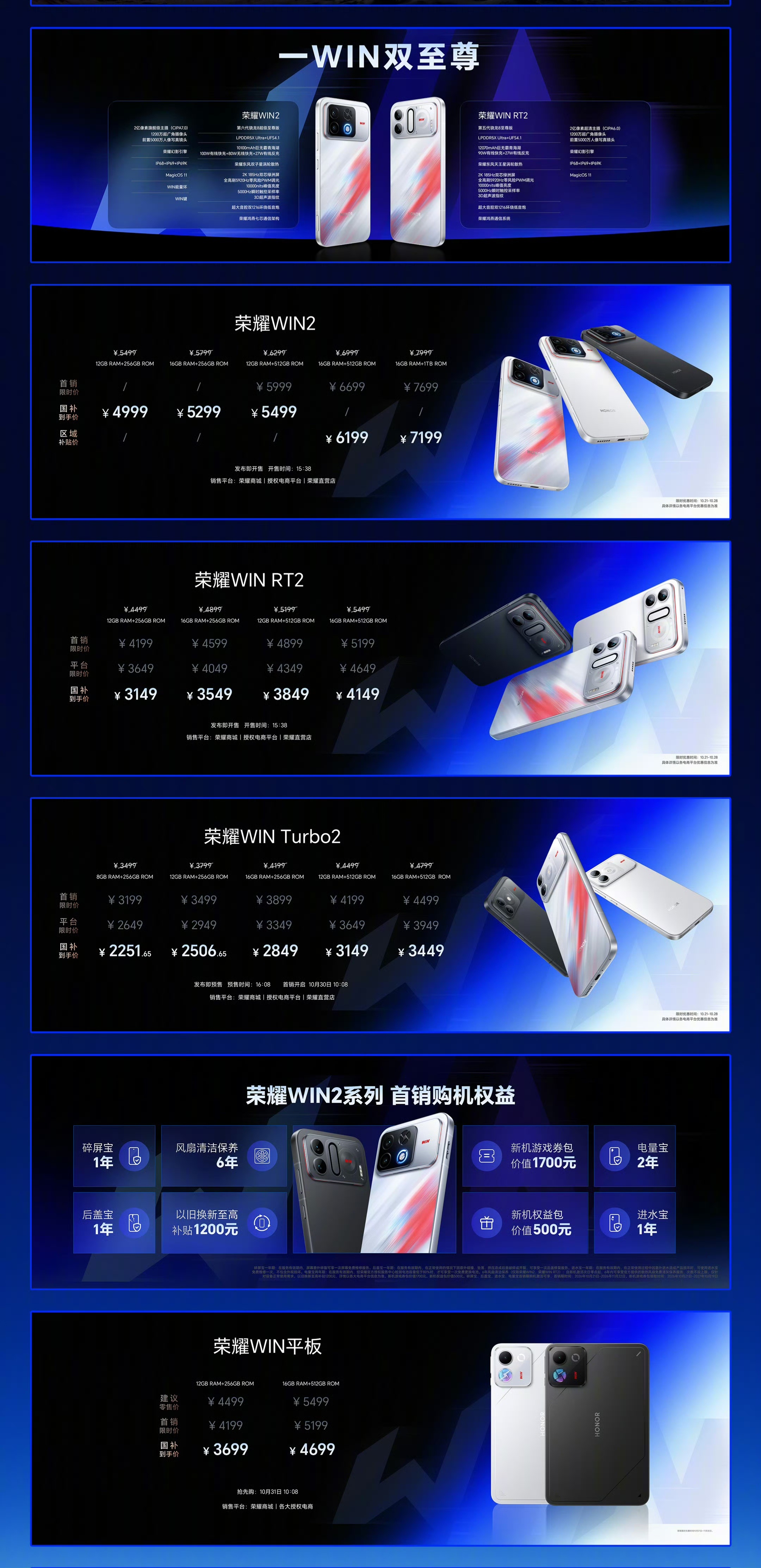 荣耀WIN2系列价格出来了。WIN Turbo2是骁龙8s Gen4，先忽略不看