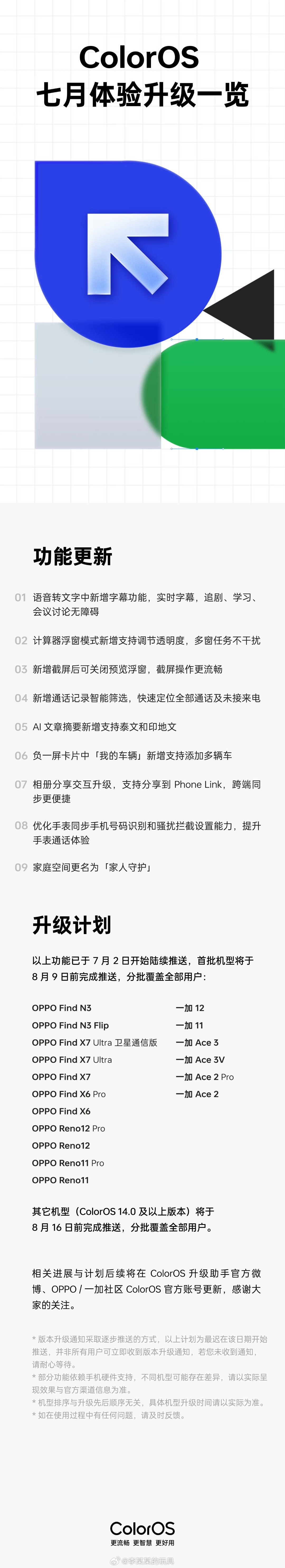 ColorOS  7 月体验升级赶紧升起来：语音转文字新增实时字幕功能，开会看剧