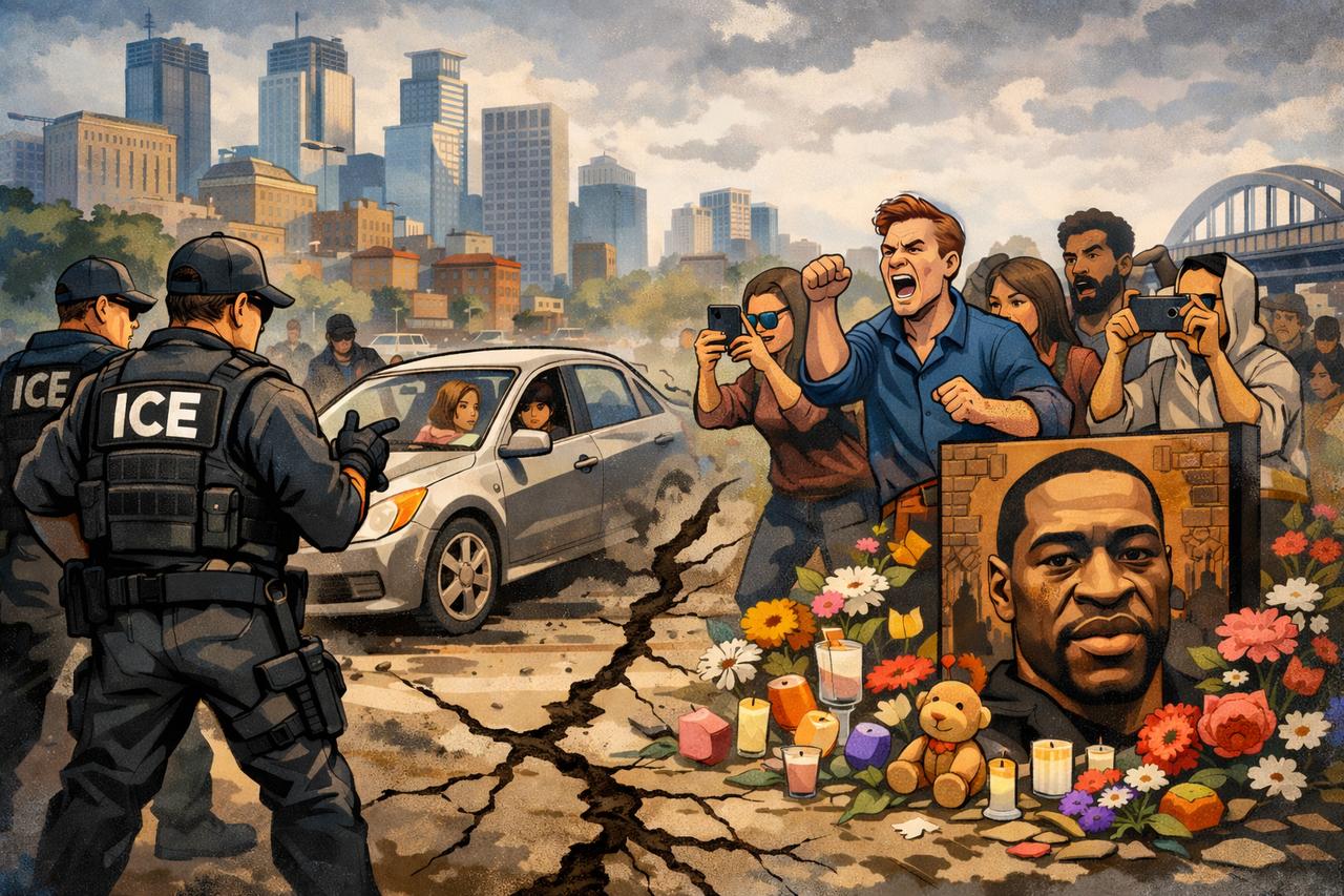 美国联邦移民执法局最近往明尼苏达派了好几千特工，大规模抓非法移民。
7日早上，这