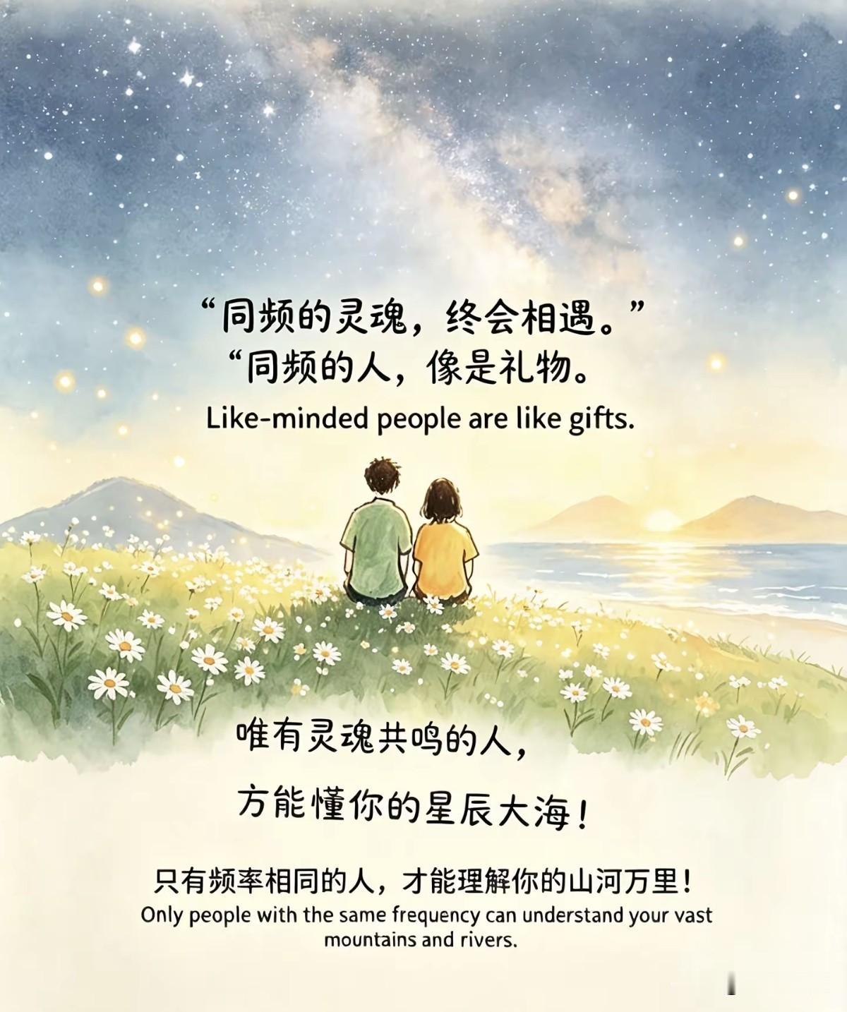 早安：两个同频的灵魂终会相遇，像礼物般珍贵。